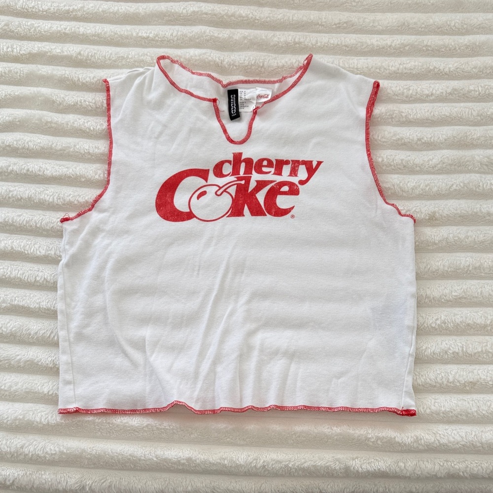 Cherry Coke Sleeveless White Top